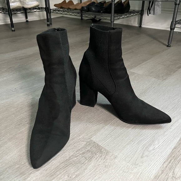 Suede sock heel boots - Picture 2 of 3